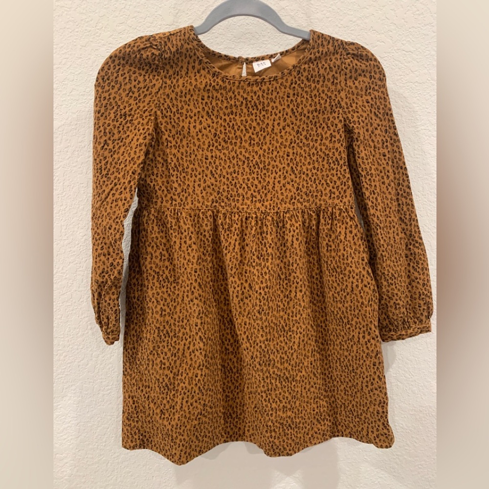 Gap Kids cheetah print long sleeve corduroy dress size M (8) EUC.